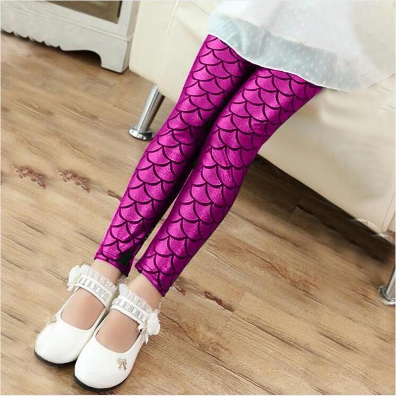 Mermaid Scale Print Summer Autumn Children Kid Baby Girls Leggings Skinny Long Pencil Pants Girl Clothes 2-11Years