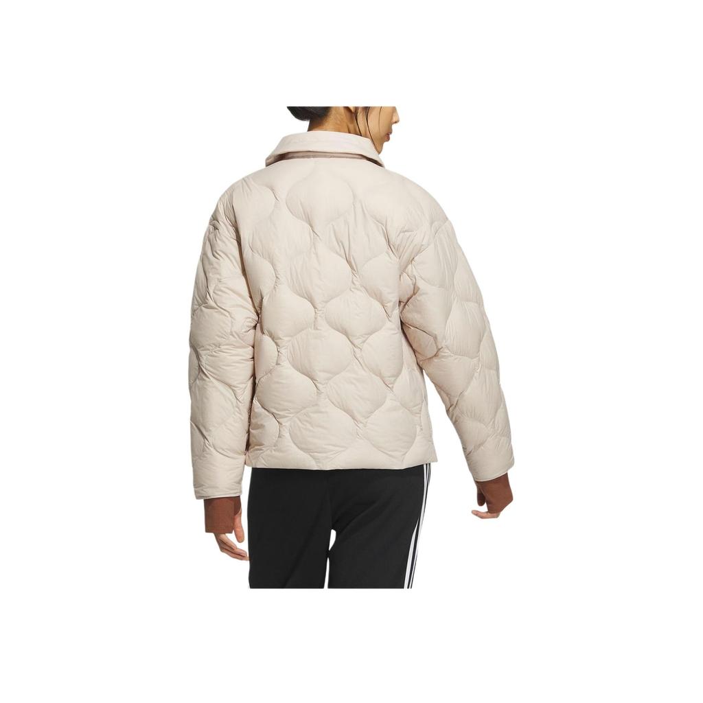 Adidas Originals Down Short Jacket 600 Fill Solid Logo Loose Down Jacket Women Jacket Off-White IK2800