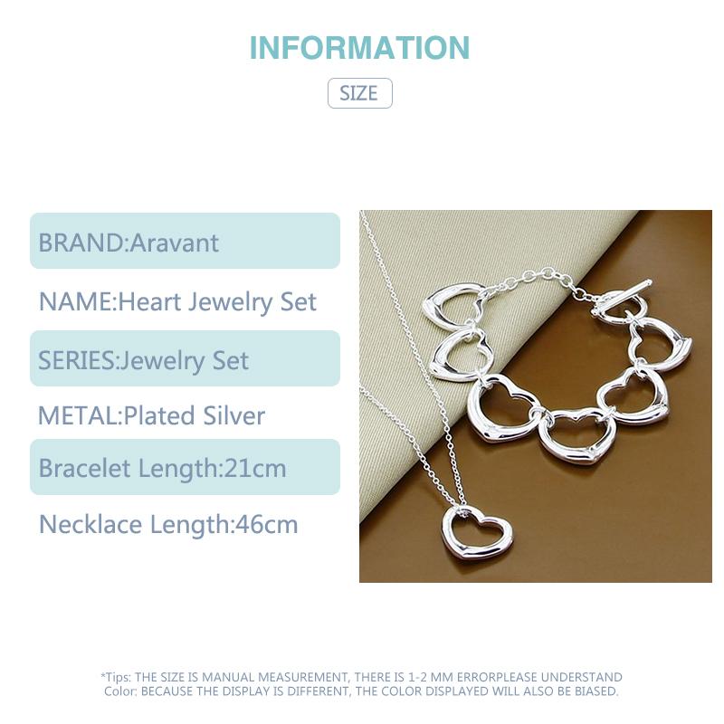 925 Серебряный комплект ювелирных изделий Любовь Сердце Шарм Браслеты Ожерелья Цепи Для Женщин Серебряные Ювелирные Изделия