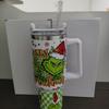 40oz/1200ML Christmas Grinch Tumbler with Handle and Straw For Sports or Travel