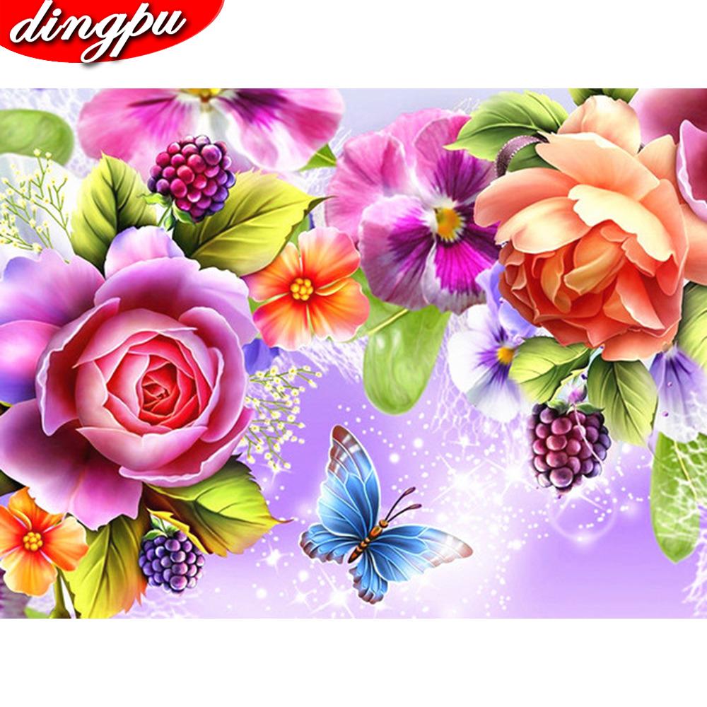 5D Алмазная картина Цветок Полный круглый Алмазная вышивка Продажа Картина Горный хрусталь