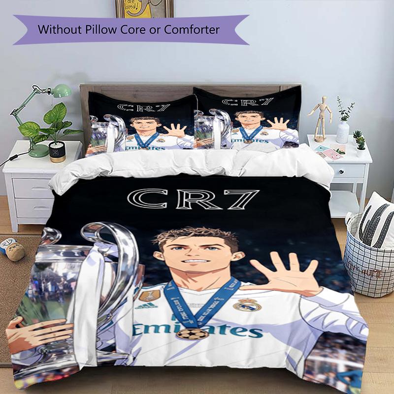 Ronaldo's Celebration Moment Bedding Set, Breathable Duvet Cover with Pillowcases, Soft Bed Linen for Bedroom Home Decoration, Perfect Festival Birthd