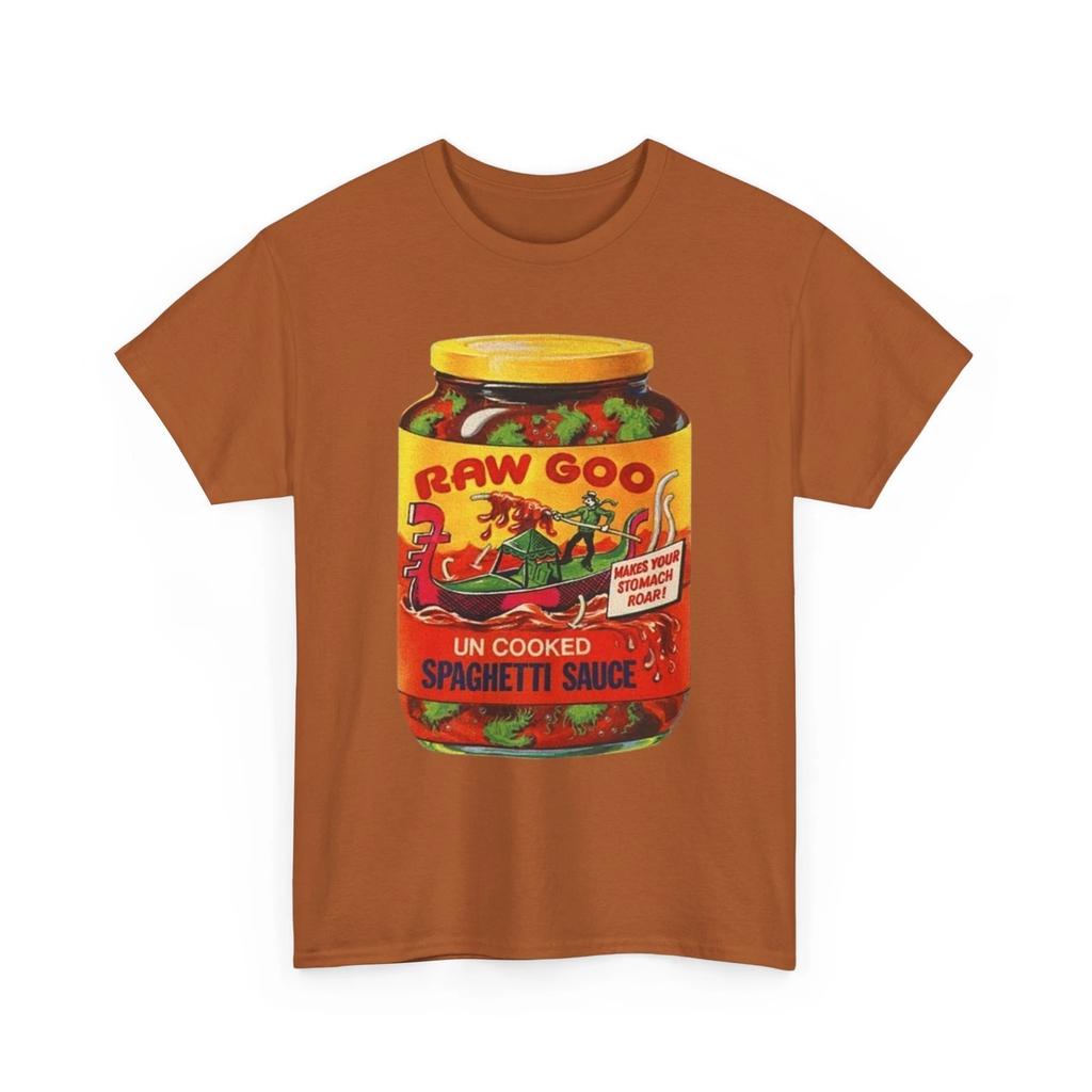 Футболка с принтом Wacky Packages Raw Goo Pasta Sauce Забавная пародия на Ragu Коллекционная