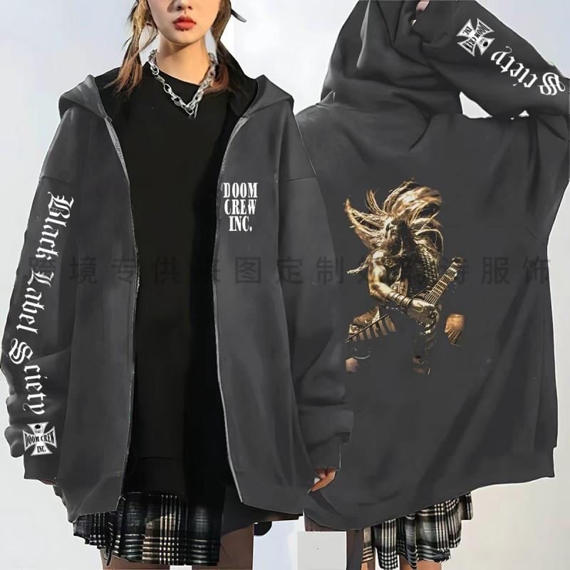 Black Label Society Skull Graphic Hoodie Vintage Loose Fit Pullover Sweatshirt Teens
