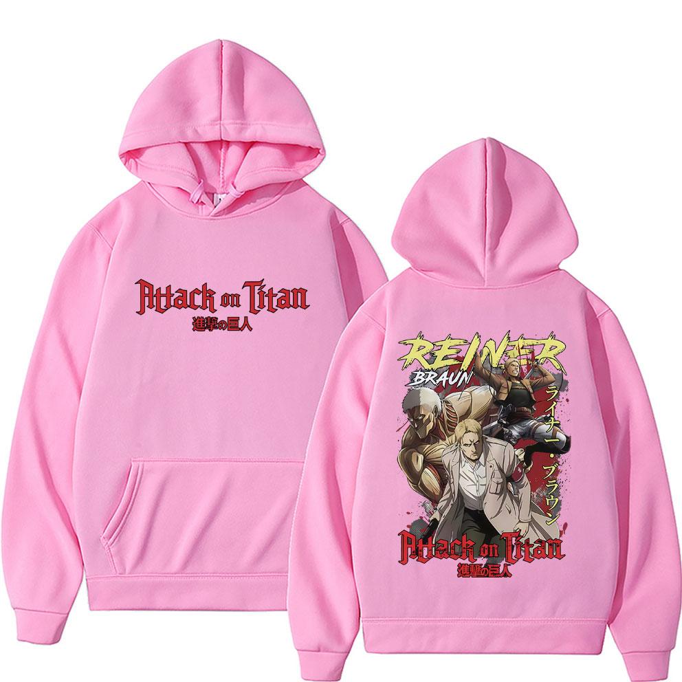 Anime Attack On Titan Reiner Braun Graphic Print Hoodie Men Women Cartoon Manga Retro Sweatshirt Male Unisex Oversized Pullover Hoodies