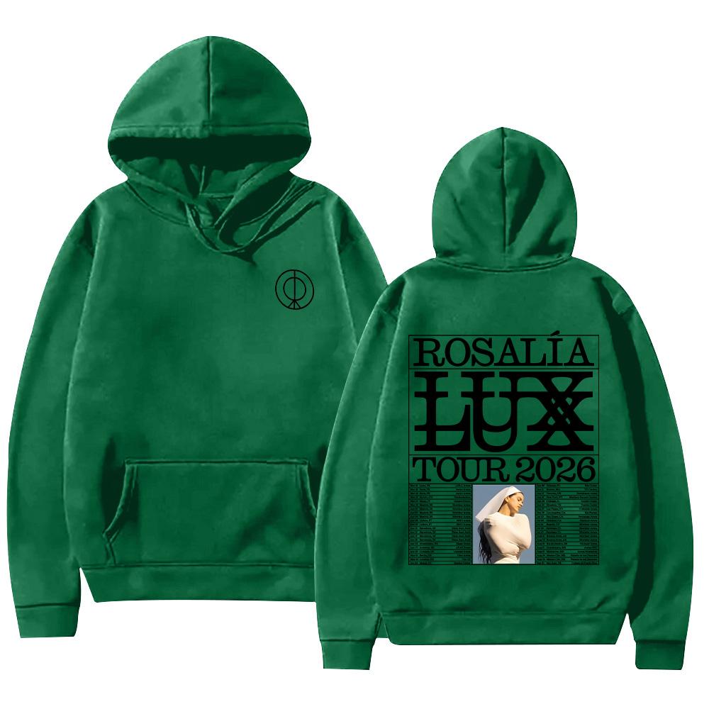 Худи с вырезом Rosalía LUX Худи Rosalía Lux Тур в поддержку альбома Новая одежда с принтом Хип-Хоп Мужская Женская High Street Лонгслив Повседневный Y2K