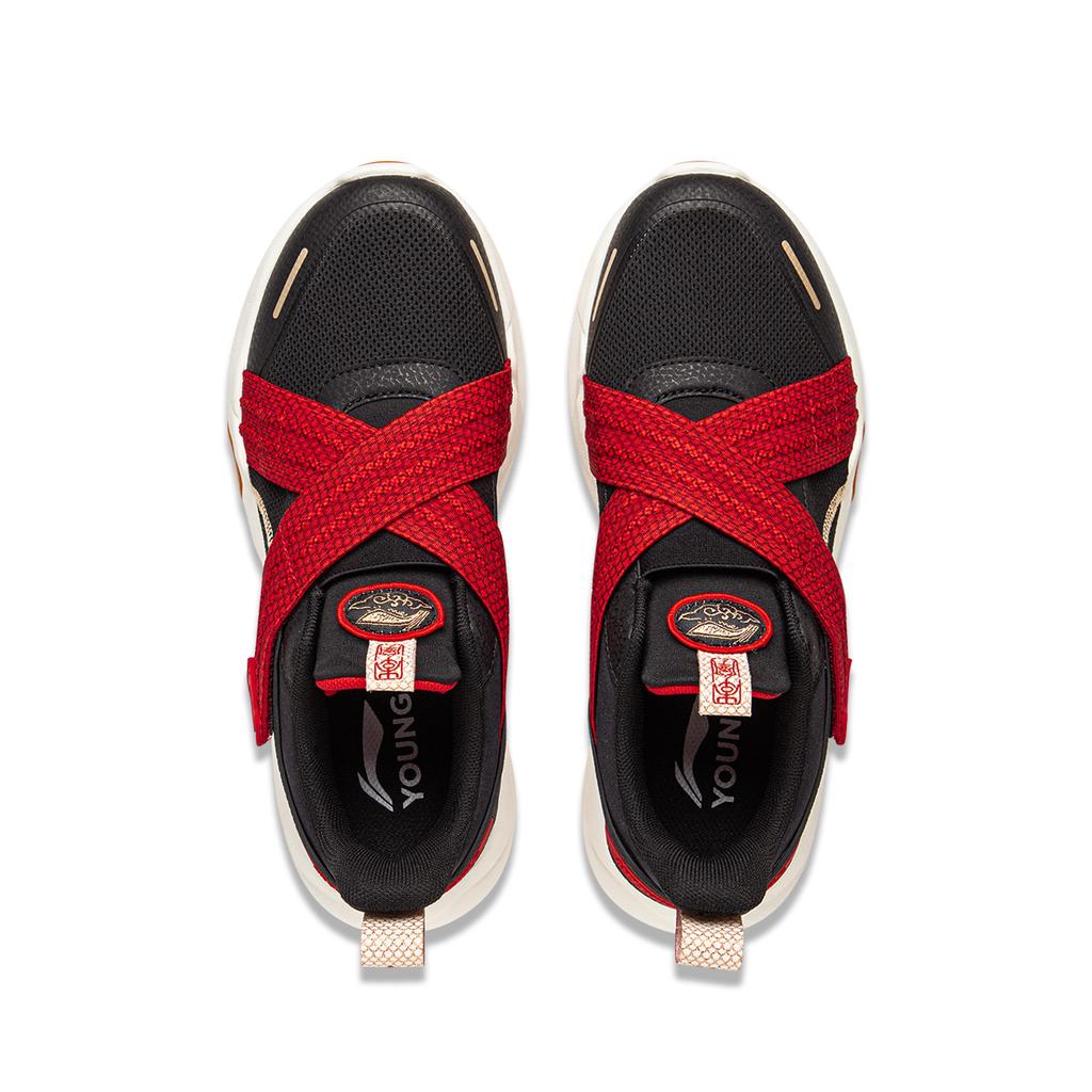 Li Ning Comfortable Sports Low-Top Casual Shoes Kids Sneakers Black Red YKCU128-15