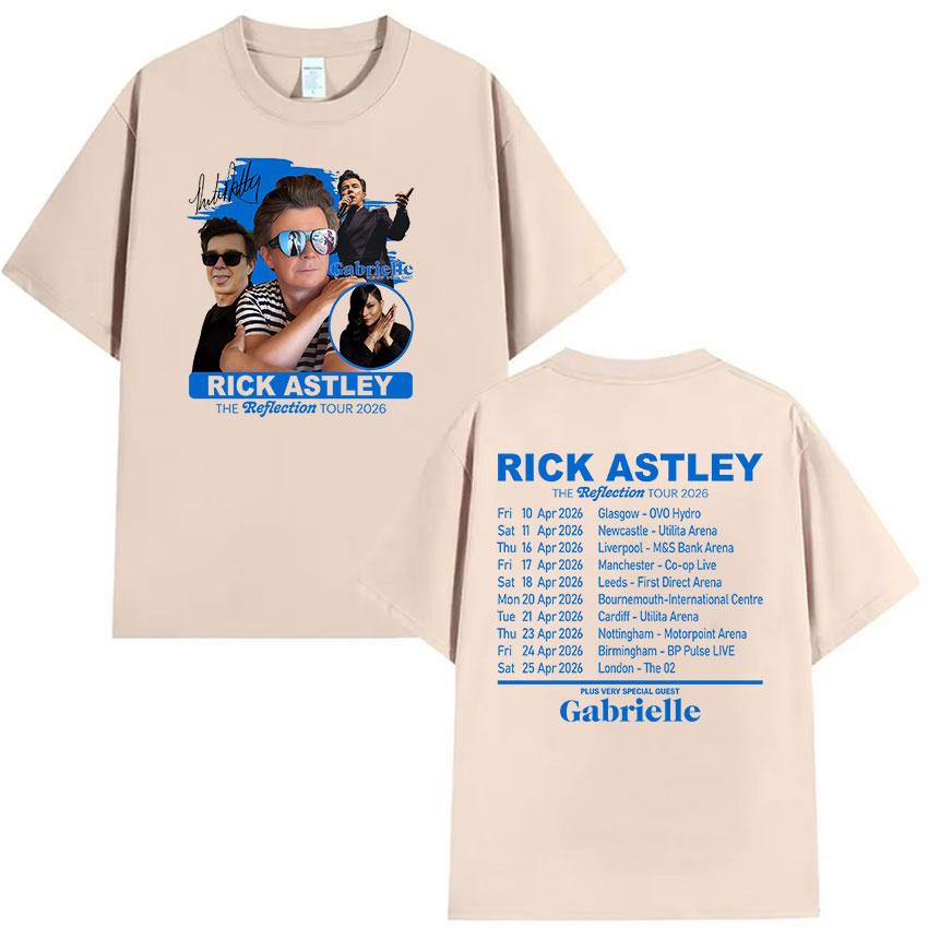 Rick Astley The Reflection Tour 2026 Print T Shirt Unisexs Vintage Fashion Cotton Short Sleeve Tshirts Hip Hop Clothing Tshirt