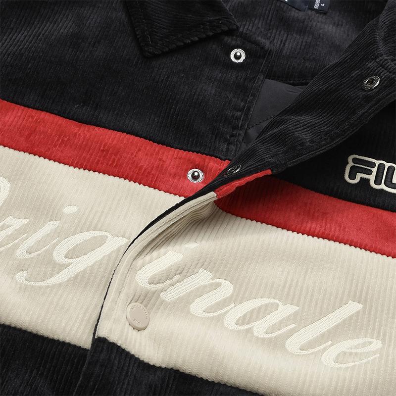 Fila Оригинальный уличный стиль Классический ретро Спортивный повседневный Удобный вельветовый Теплый Свободный Хлопковая куртка Мужские куртки F11M619906F-BK