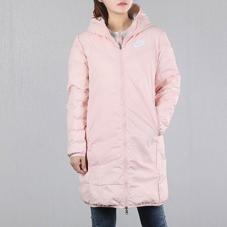 Nike Down Jackets Women's Pink Hooded Moderate Reversible 939441-101