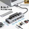 USB-концентратор 8-в-1 с функцией хранения на диске PD100W USB C — HDMI-совместимый док-станция M.2 SSD HUB для Macbook Pro Air M1 M2