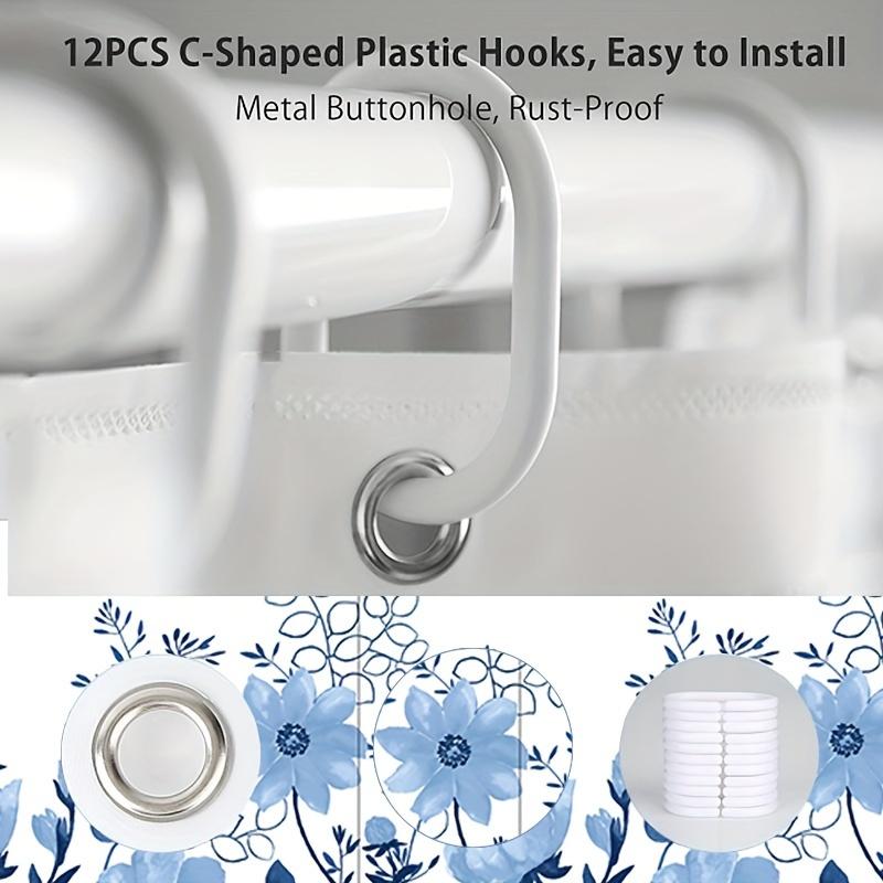 1 шт. 71" X 71" занавеска для душа с простым небольшим свежим цветочным узором: Водонепроницаемый, устойчив к плесени, 12 крючков в комплекте бесплатно