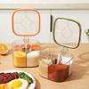 Kitchen Seasoning Jar with Spoon Slot Multi-Compartment Salt Pepper Organizer Transparent Seasoning Box