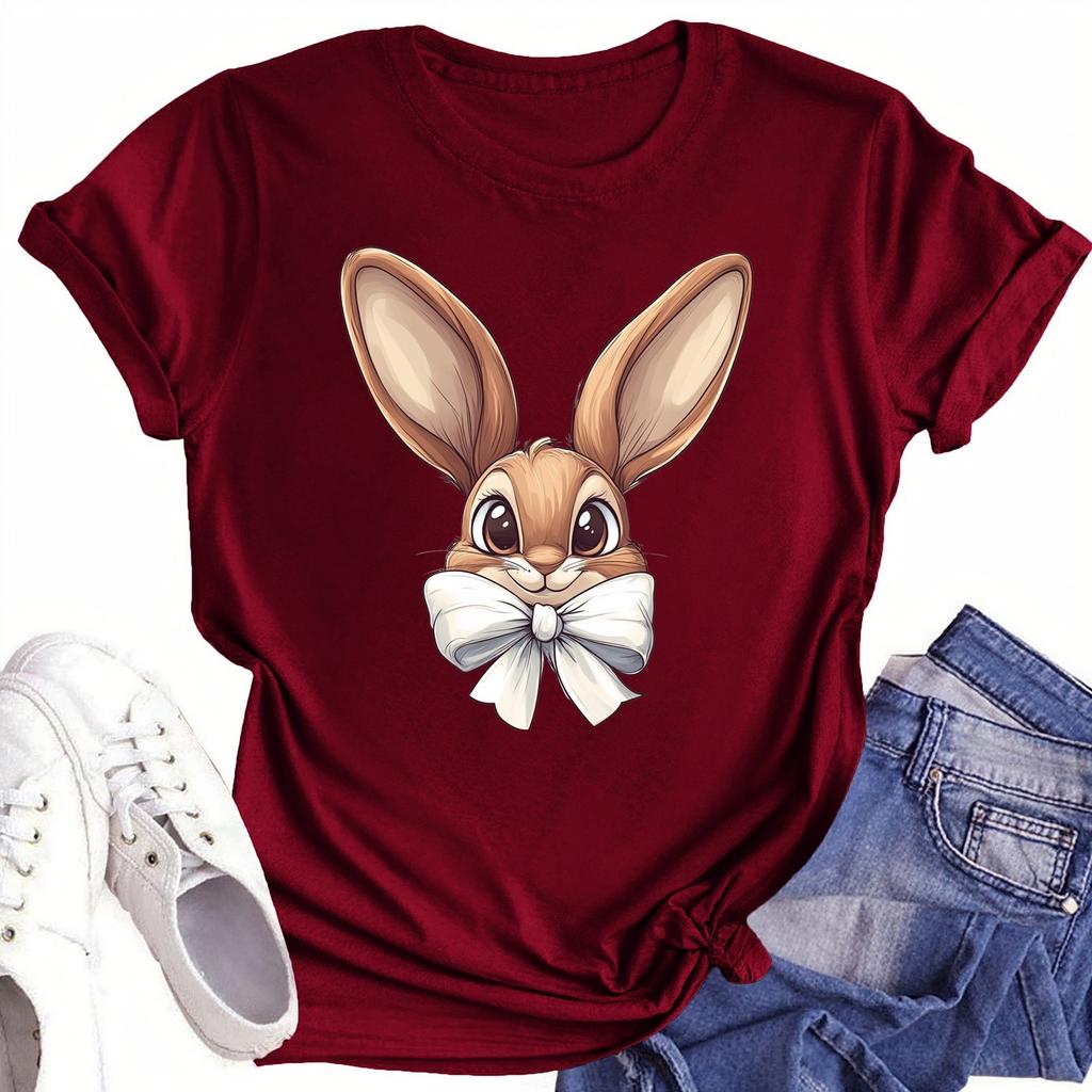 Women's Round Neck Casual Printed Short-sleeved T-shirt Top