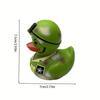 Whimsical Army Duck Statue , Green Camouflage Soldier Rubber Duck with Saluting Gesture, Resin Home Decor for Desk or Tabletop