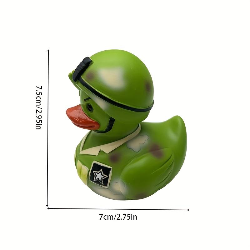 Whimsical Army Duck Statue , Green Camouflage Soldier Rubber Duck with Saluting Gesture, Resin Home Decor for Desk or Tabletop