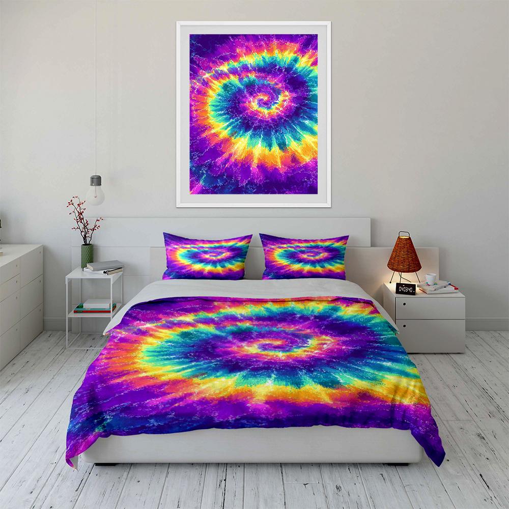 Tie-Dye Spiral Bedding Set Bedding set (1 duvet cover, 2 pillowcases, duvet not included)