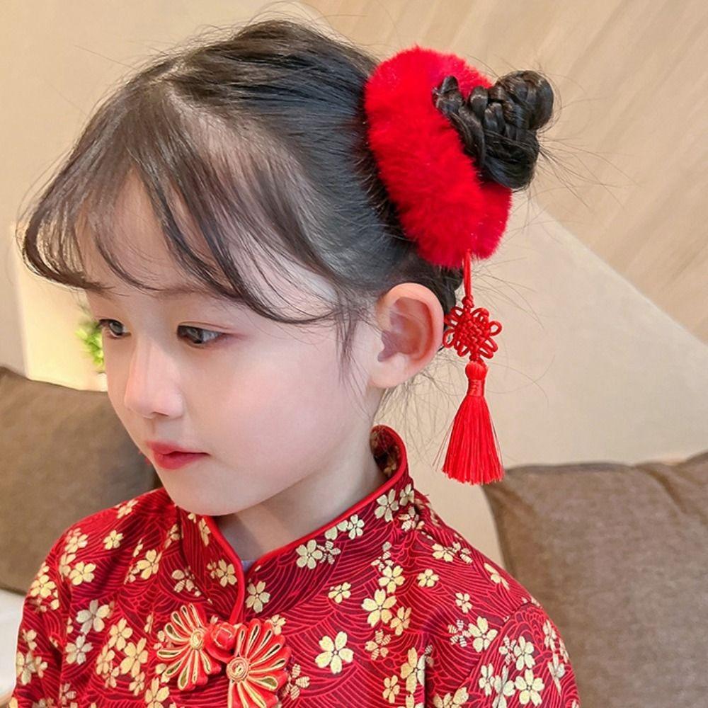 2pcs Ancient Style Chinese Children Hair Band Elastic Girl Hair Ties Girl Headwear  Spring Festival