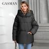 GASMAN Women's Parka 2024 New Fashion Women's Stand Collar Short Slim Casual Hooded Warm Down Jacket 88595