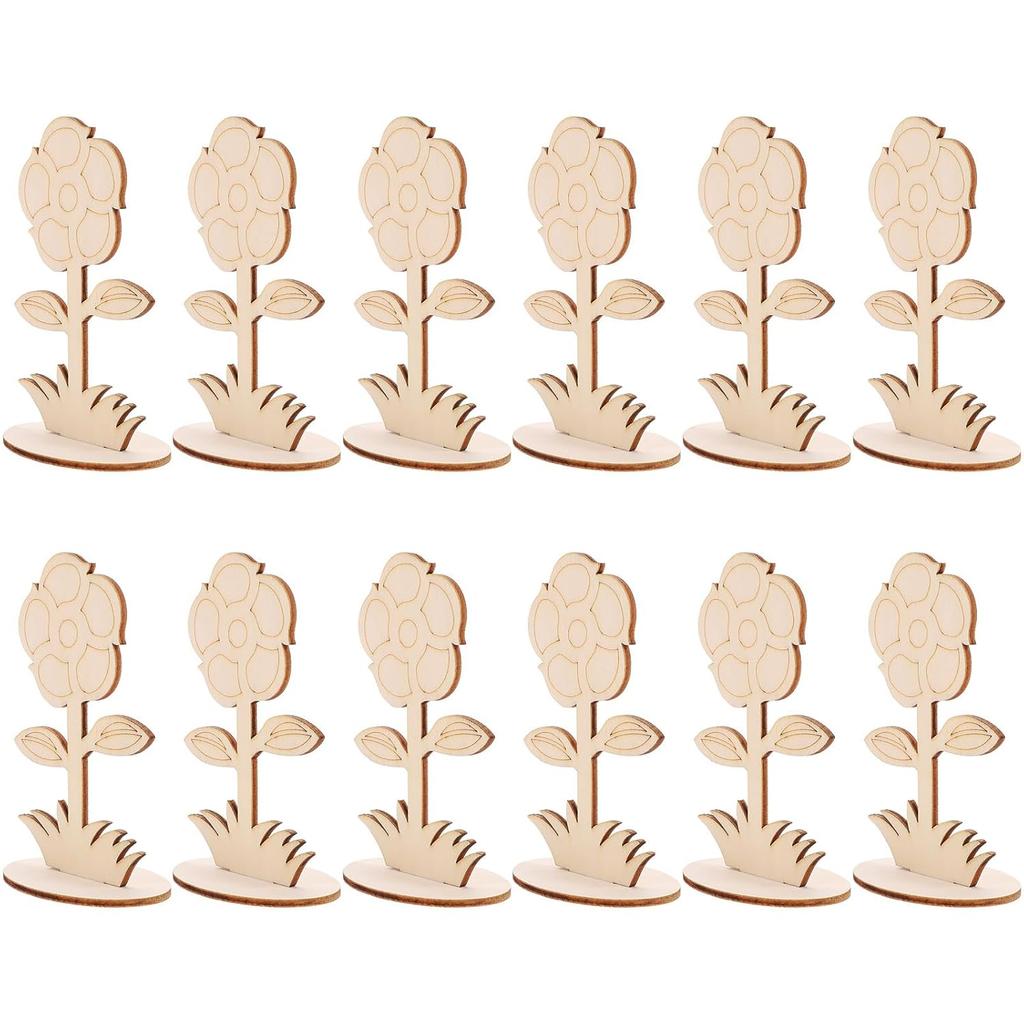 12 шт. Неокрашенные деревянные цветы для рукоделия, Деревянные цветы для раскрашивания своими руками, Детский декор цветов ручной росписи, Идеально для дома, офиса, украшения для вечеринки
