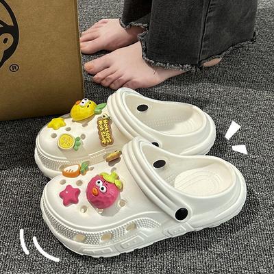 Парные летние однотонные туфли с дырочками, тапочки для ношения на открытом воздухе