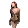 1011 new white blue bikini four-piece split skirt long-sleeved bikini swimsuit women's hot spring vacation