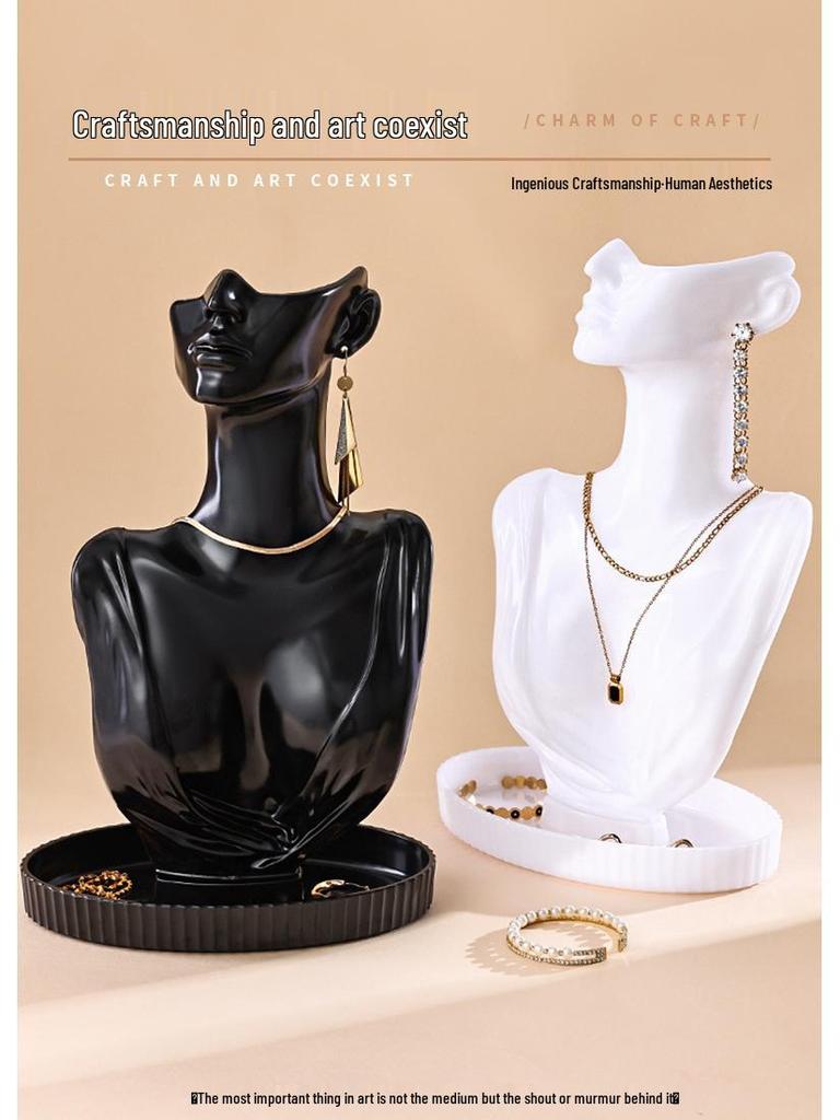 Portrait Necklace and Earring Display Stand - Jewelry Model Holder