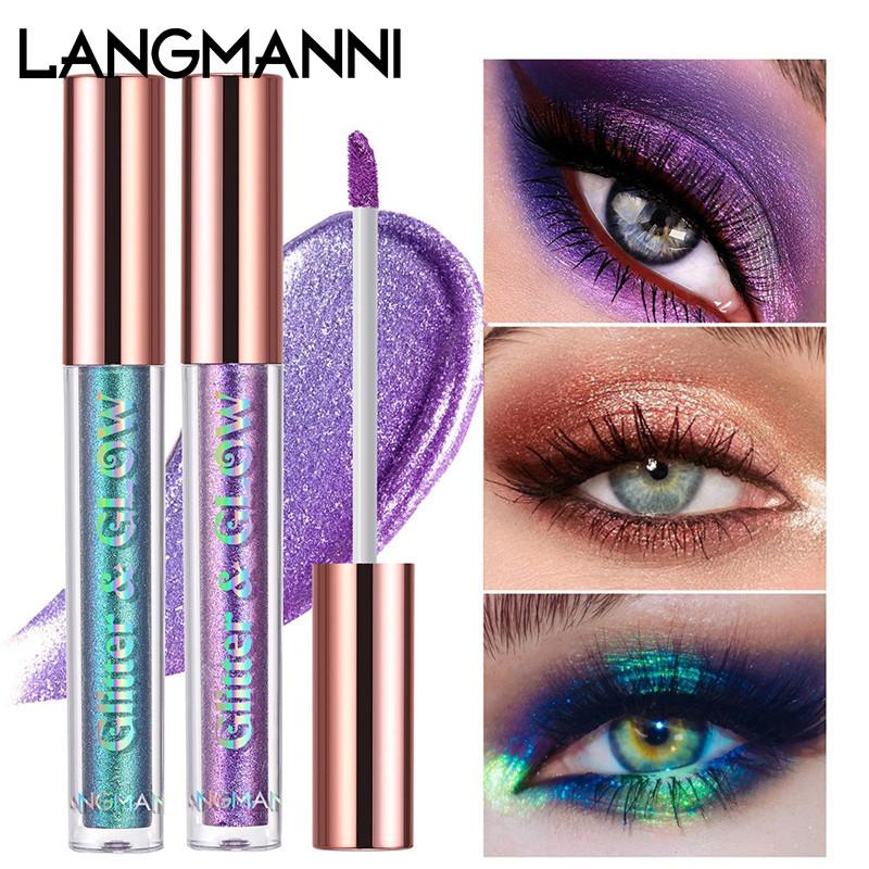 Langmanni Новые перламутровые сверкающие жидкие тени для век, десять цветов, одна упаковка теней для век-хамелеона