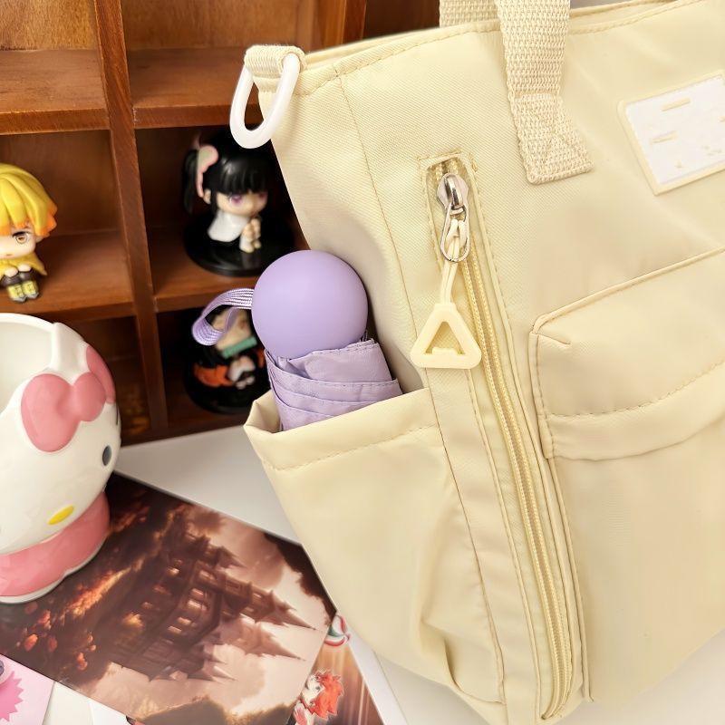 Кремовая сумка-тоут кроссбоди для поездок на работу - Большая вместимость, Универсальная, Сумка на одно плечо для студентов