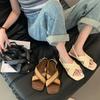 2025 новые летние сандалии на плоской подошве, уличная обувь, женская обувь, мягкая подошва, удобные, универсальные, пляжные, ретро, римские сандалии