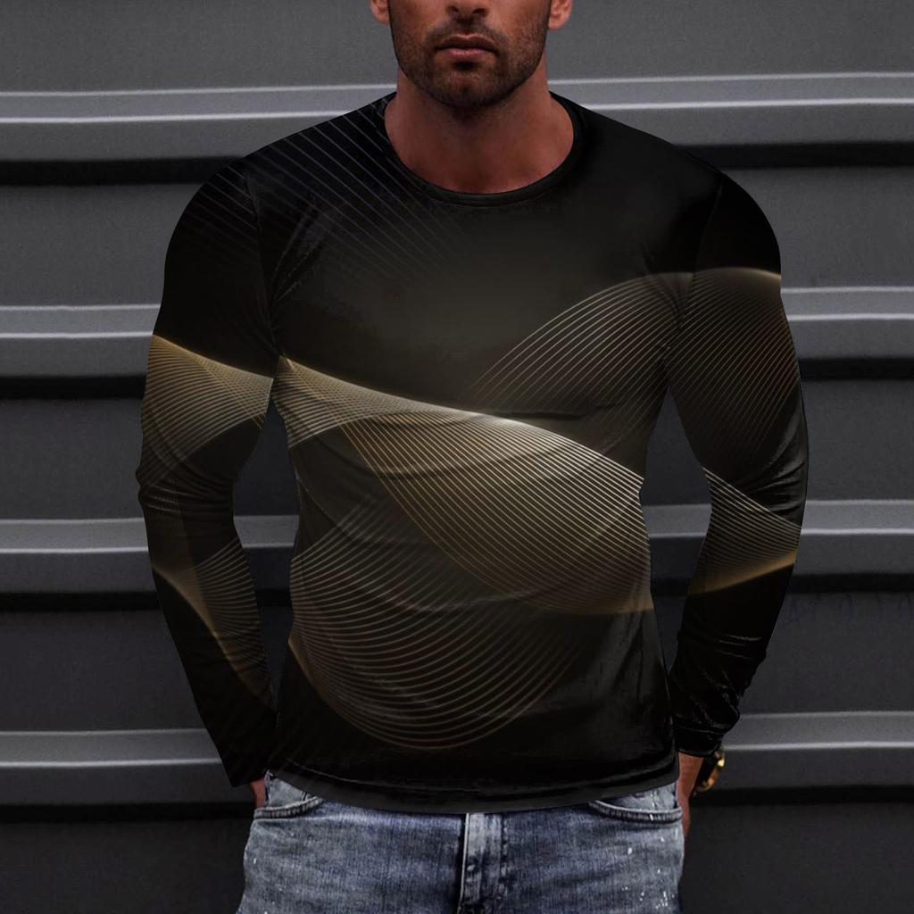 Муж. Футболка Круглый вырез Одежда Одежда На открытом воздухе Длинный рукав С принтом Модельер Винтаж