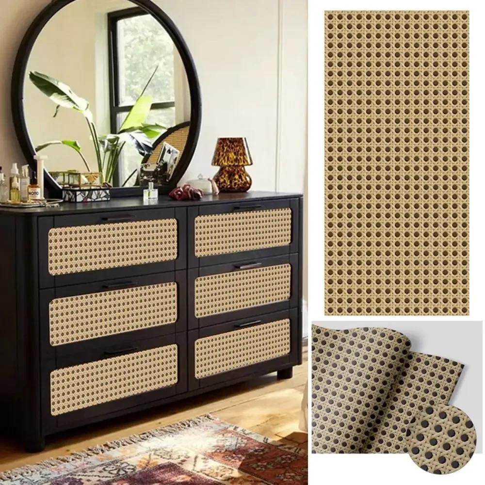 Бамбуковый плетеный узор Наклейки на стену Самоклеящиеся Ретро стиль Наклейка на мебель Сделай сам Желтый Черный Сотовая сетка Обои