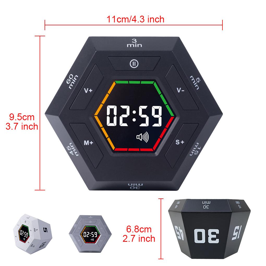 Шестигранный Визуальный Флип Электронный Таймер Куб Светодиодный Цифровой Дисплей Магнитный Кухонный Таймер Детский Таймер для Учебы Чтения