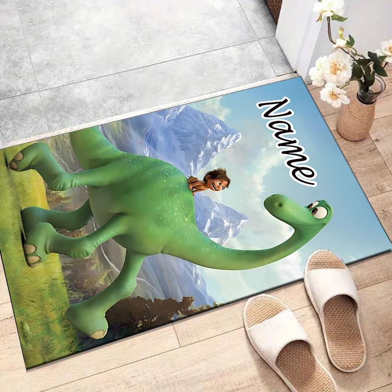 Custom The Good Dinosaur Mat Personalized Name, Polyester Washable Indoor Entryway Rug, Gift for Christmas, Easter, Thanksgiving Day