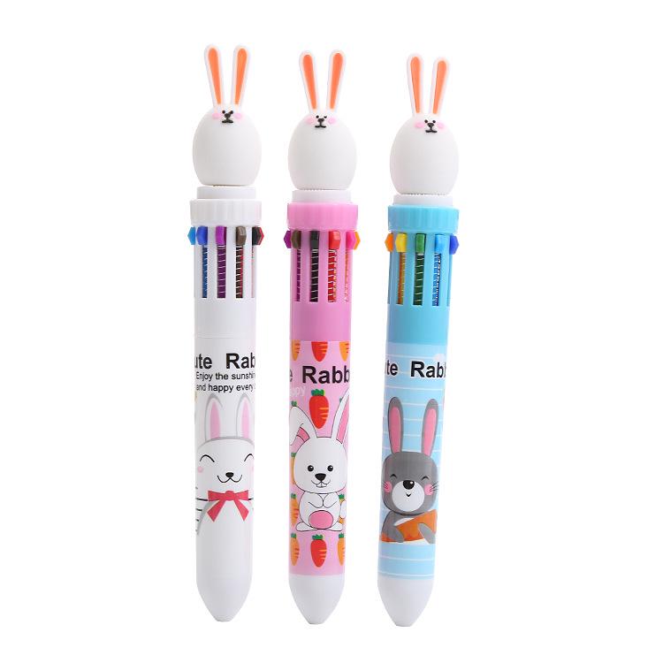 Cartoon Multi-Color Ballpoint Pen - 10 Colors for Cute Graffiti and Art, Ideal for Students