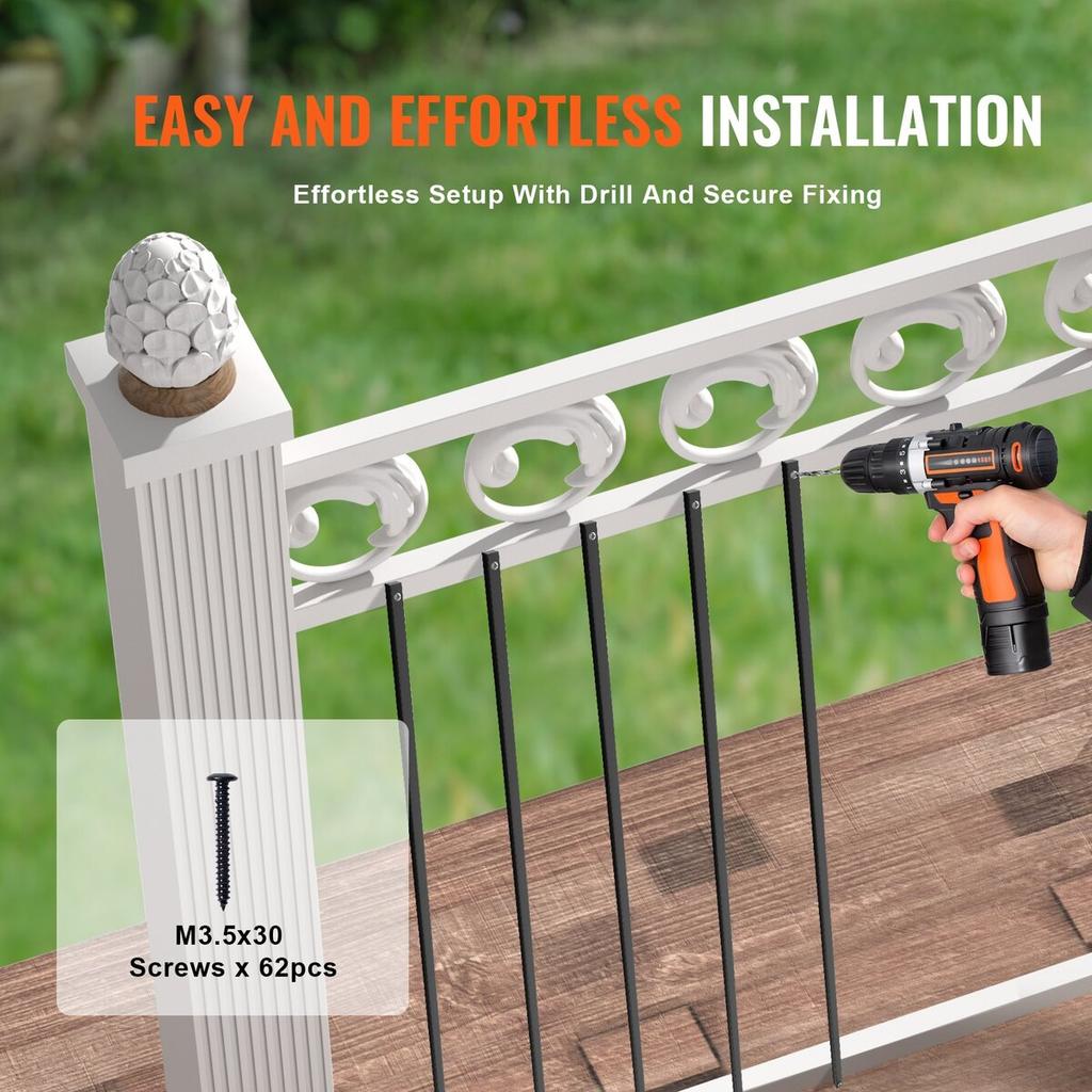 Staircase Metal Balusters, 44'' x 0.5'' Square Aluminum Alloy Decorative Banister Spindles, 31 Pack Deck Baluster with Screws, Classic Hollow Straight