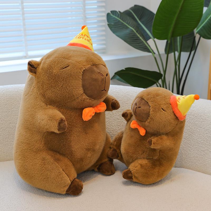 Capybara Cap Birthday Plush Toy Cute Animal Doll Room Decoration Holiday Gift