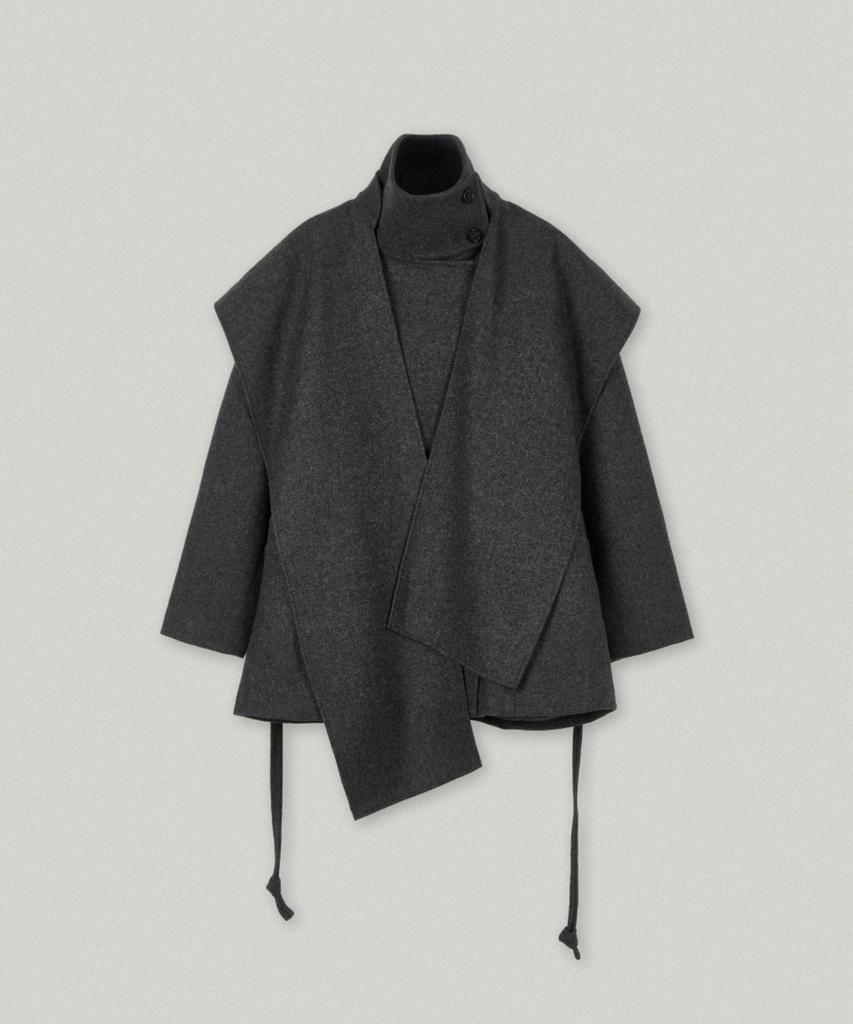 FOLNUA Refine High Neck Half Coat (Charcoal)