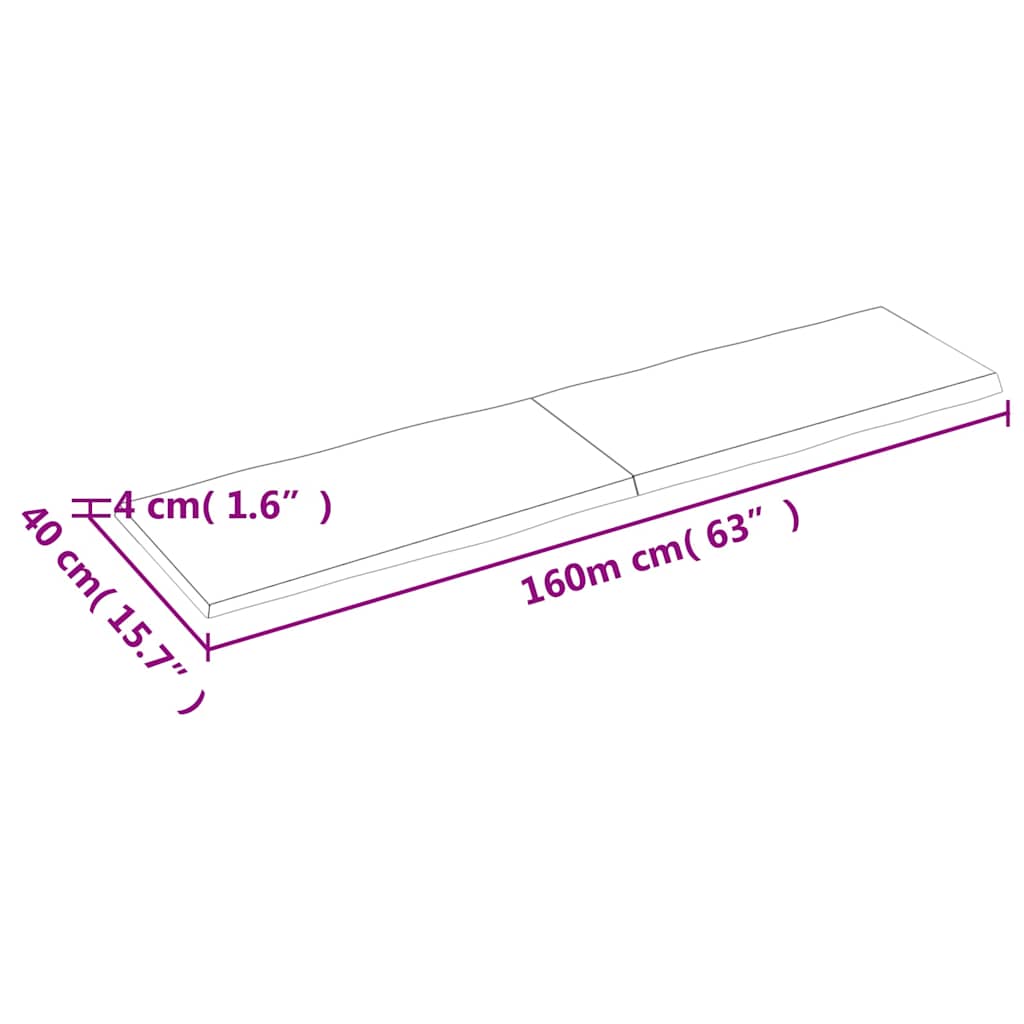 Tabletop 160x40x(2 4) cm Solid Wood Treated Live Edge