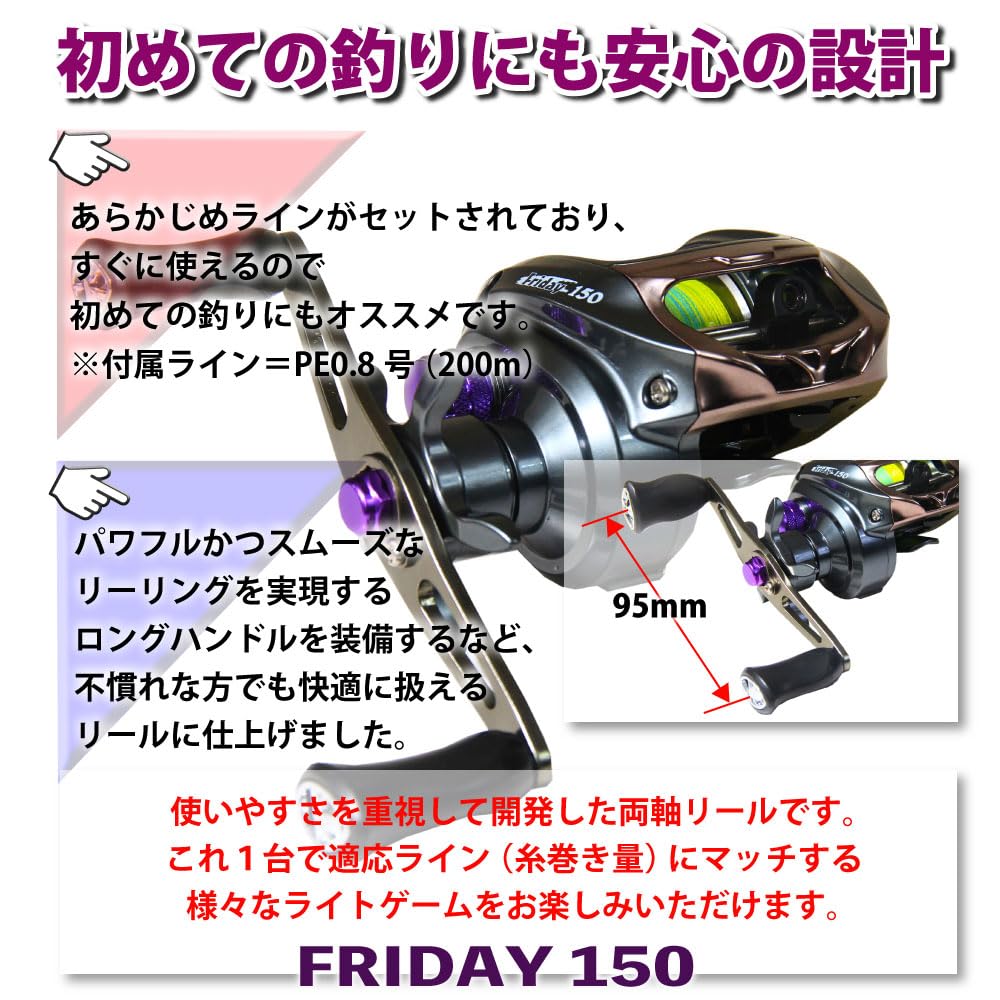 Ori Рыболовная снасть Катушка baitcasting Friday 150 с леской PE (PE0.8 200м) (ори-781947)