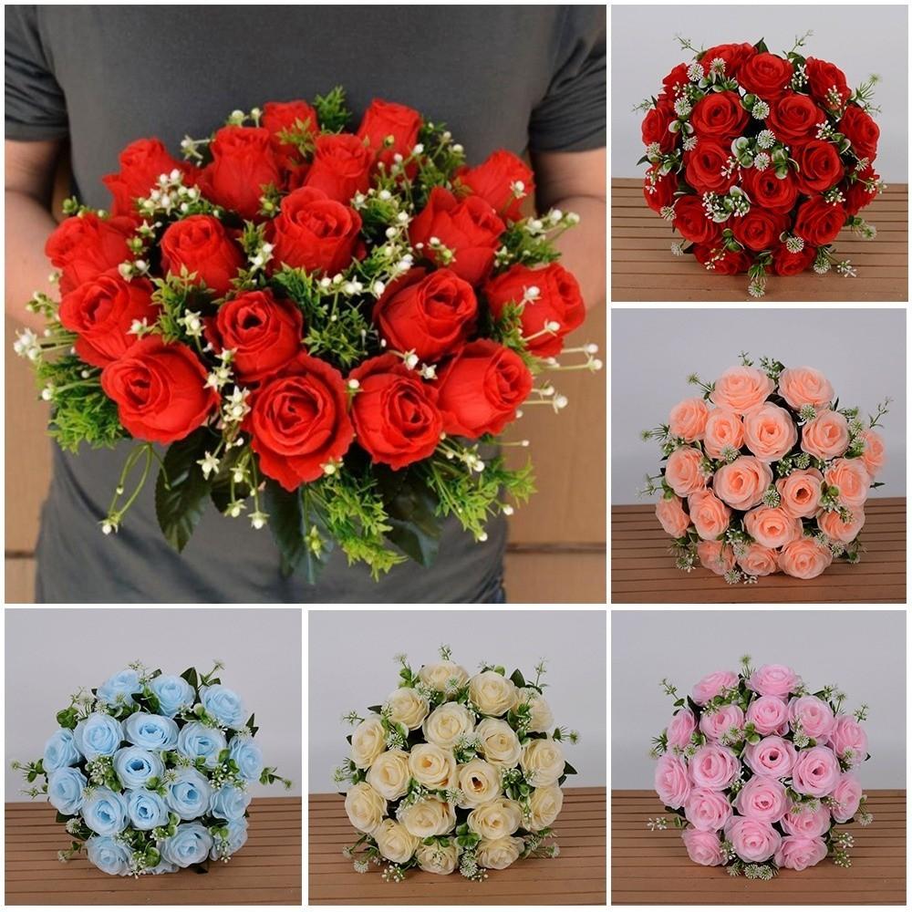 18 Heads Real Happy Flower Mini Crystal Grass Bouquet Rose Flowers Decorative  Home Decorative