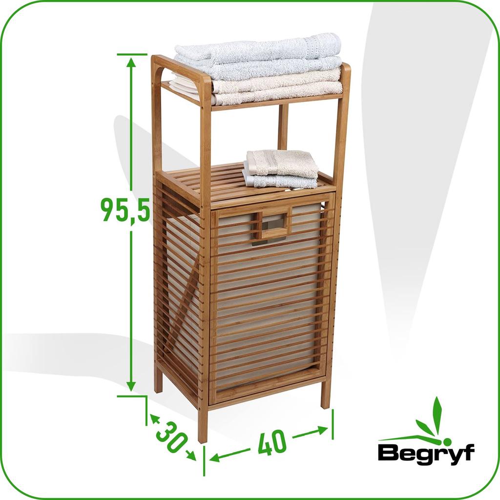 Kosz Na Pranie Bambusowy Z Półką 40X30X95,5 Srb22 Begryf