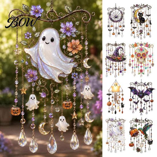 Autumn Garden Decorations for Yard Halloween Acrylic Wind Chime Pendant, Crystal Suncatcher Hanging Ornaments, Decorative Festive Party Supplies