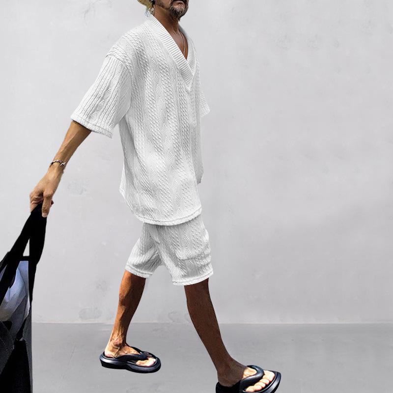 Повседневный свитер, мужские летние свободные футболки с короткими рукавами и шорты