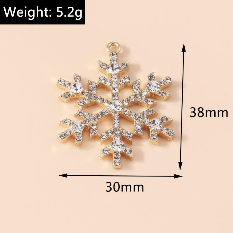 Leslie 5pcs 30*38mm Exquisite Gold Color Christmas Crystal Snowflake Charms for Jewelry Making Women Necklace Earrings DIY Craft