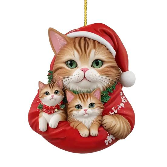 Yousheng Рождественский кулон 2D акриловый кот в рождественской шапке шарм подвеска для автомобиля украшение для создания праздничной атмосферы