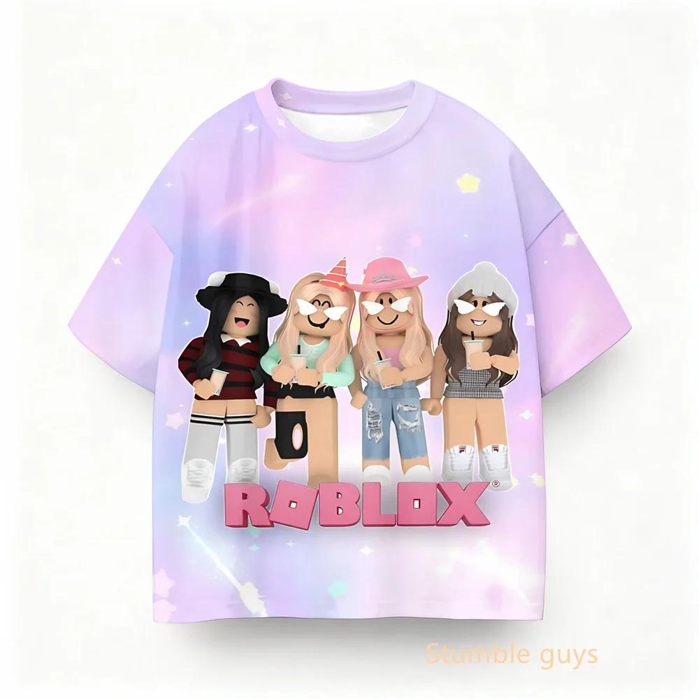 Летняя детская футболка Roblox Одежда для мальчиков Девочки Аниме Игра Короткий рукав