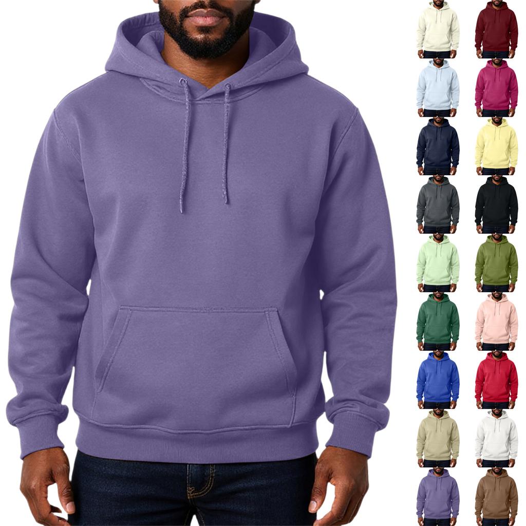 Men's Solid Color Adding Fleece Loose Hooded Hood Hoodie