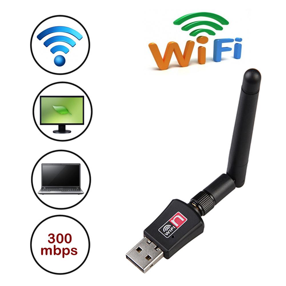 Сетевая карта USB WiFi без драйверов: Беспроводной приемник/передатчик с внешней антенной, 300 м.
