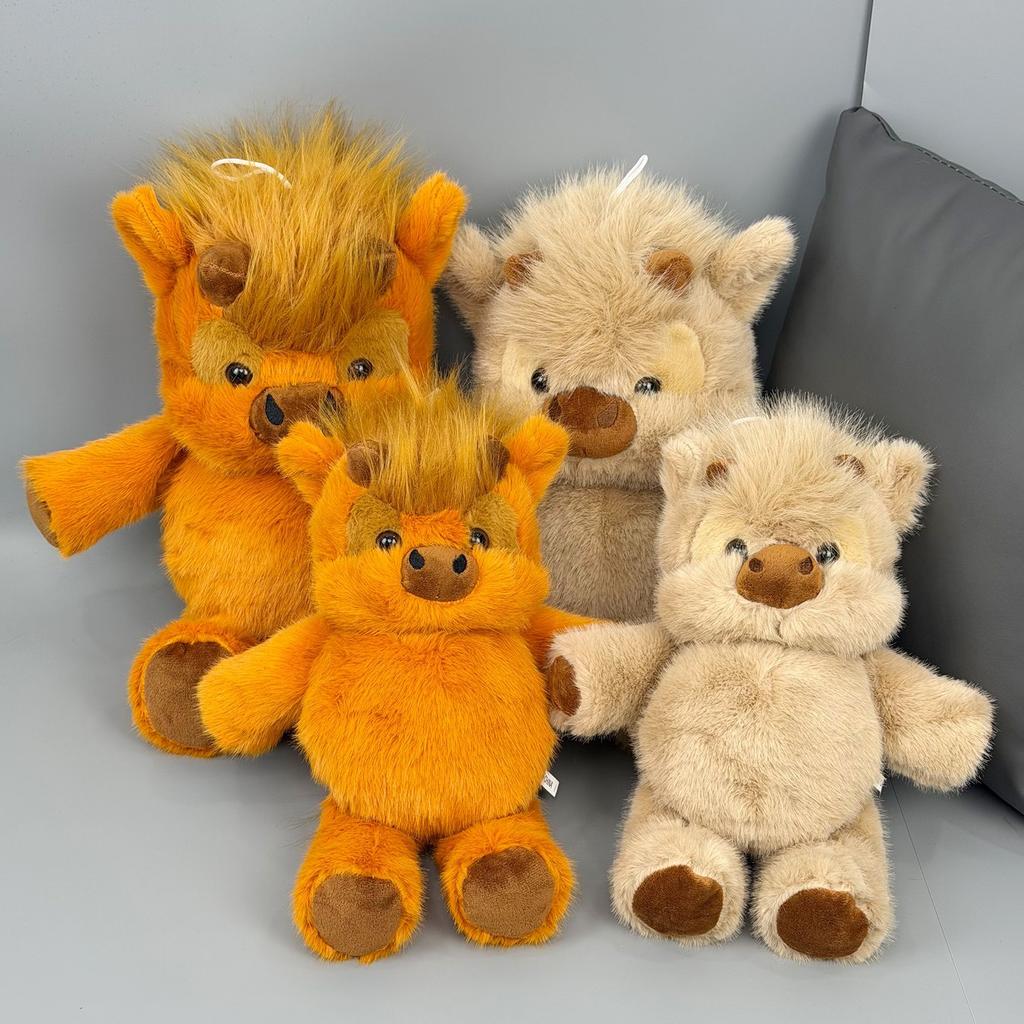 TreasuringU New 35cm/45cm Highland Cattle Plush Toy Cute Brown Cow Stuffed Doll Animals Plushie Home Decoration Birthday Gift